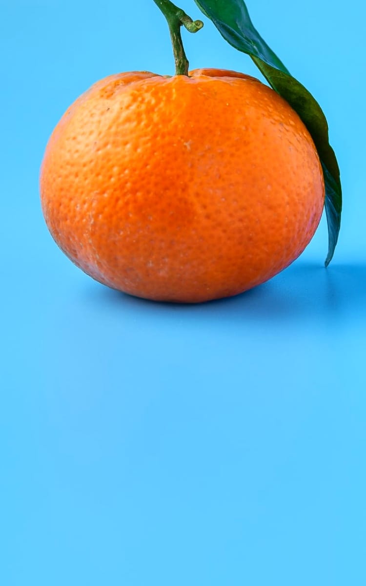 Orange on blue-ish background